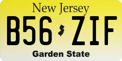 NJ license plate B56ZIF