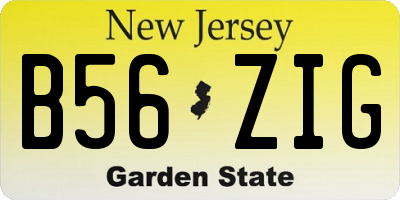 NJ license plate B56ZIG