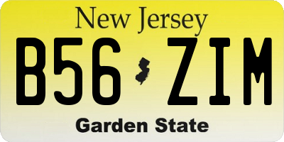NJ license plate B56ZIM