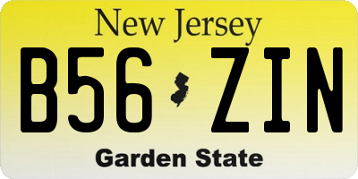 NJ license plate B56ZIN