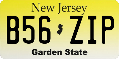 NJ license plate B56ZIP