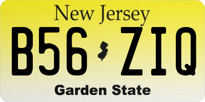 NJ license plate B56ZIQ
