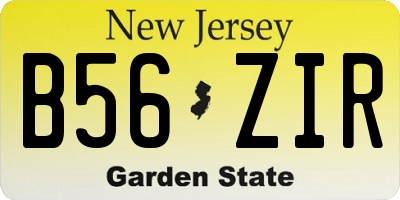 NJ license plate B56ZIR
