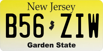 NJ license plate B56ZIW