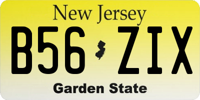 NJ license plate B56ZIX