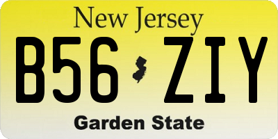NJ license plate B56ZIY