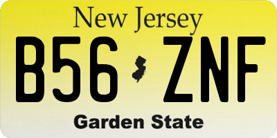 NJ license plate B56ZNF