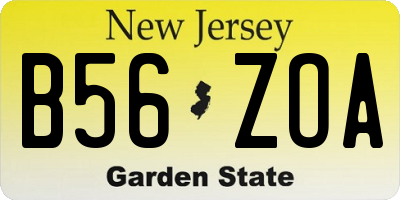 NJ license plate B56ZOA