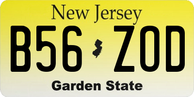 NJ license plate B56ZOD