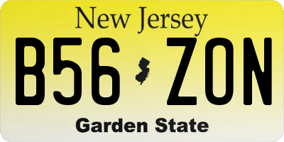 NJ license plate B56ZON
