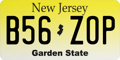 NJ license plate B56ZOP