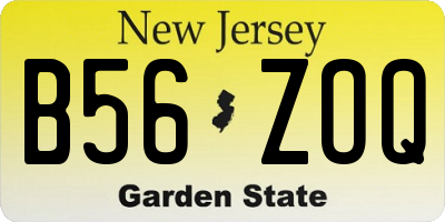 NJ license plate B56ZOQ