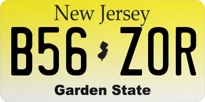 NJ license plate B56ZOR