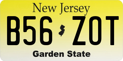 NJ license plate B56ZOT