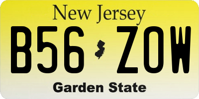 NJ license plate B56ZOW