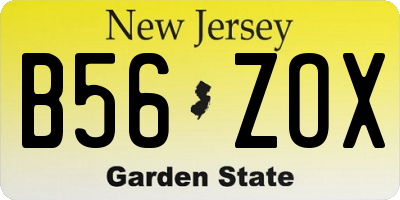 NJ license plate B56ZOX