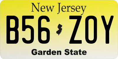 NJ license plate B56ZOY