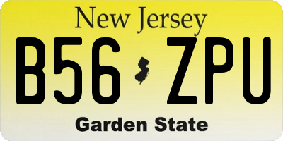 NJ license plate B56ZPU