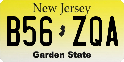 NJ license plate B56ZQA