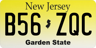 NJ license plate B56ZQC