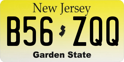 NJ license plate B56ZQQ