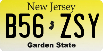 NJ license plate B56ZSY