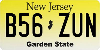 NJ license plate B56ZUN