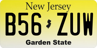 NJ license plate B56ZUW