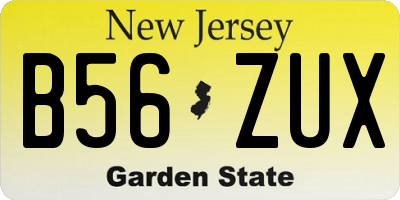 NJ license plate B56ZUX