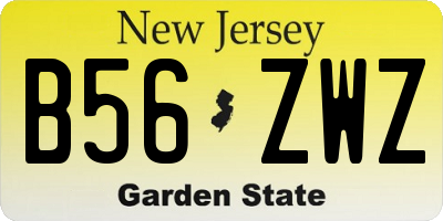 NJ license plate B56ZWZ