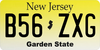 NJ license plate B56ZXG