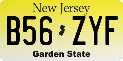 NJ license plate B56ZYF