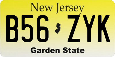 NJ license plate B56ZYK