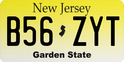 NJ license plate B56ZYT