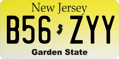 NJ license plate B56ZYY