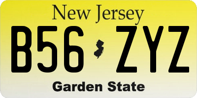 NJ license plate B56ZYZ