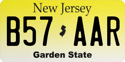 NJ license plate B57AAR