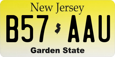 NJ license plate B57AAU