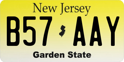 NJ license plate B57AAY