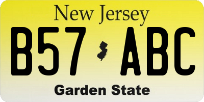 NJ license plate B57ABC