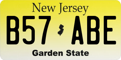 NJ license plate B57ABE