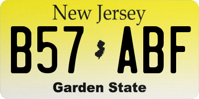 NJ license plate B57ABF