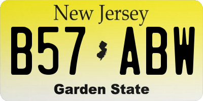 NJ license plate B57ABW