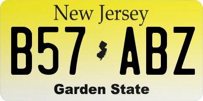 NJ license plate B57ABZ