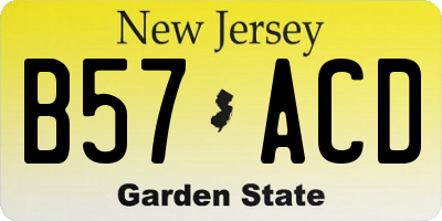 NJ license plate B57ACD