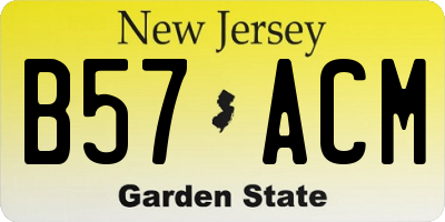 NJ license plate B57ACM