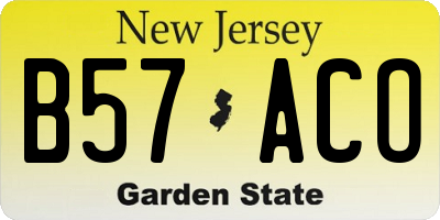 NJ license plate B57ACO