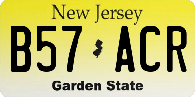 NJ license plate B57ACR
