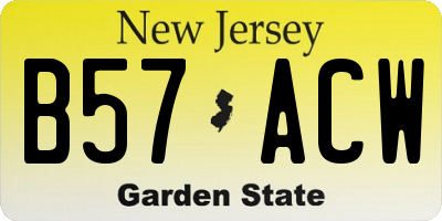 NJ license plate B57ACW