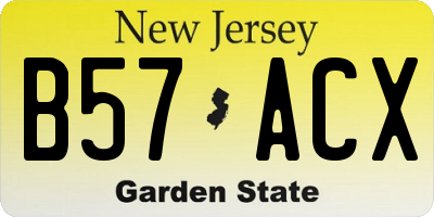 NJ license plate B57ACX